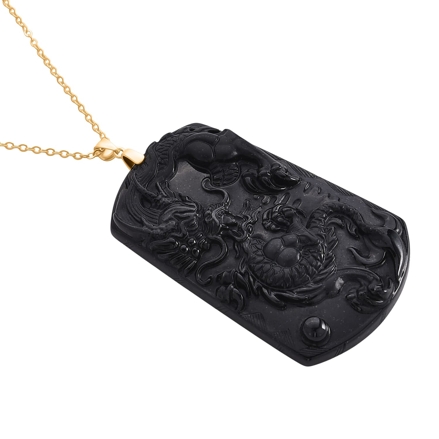 Black Jade Pendant with Chain (Size 20)  Sterling Silver  100.000  Ct.