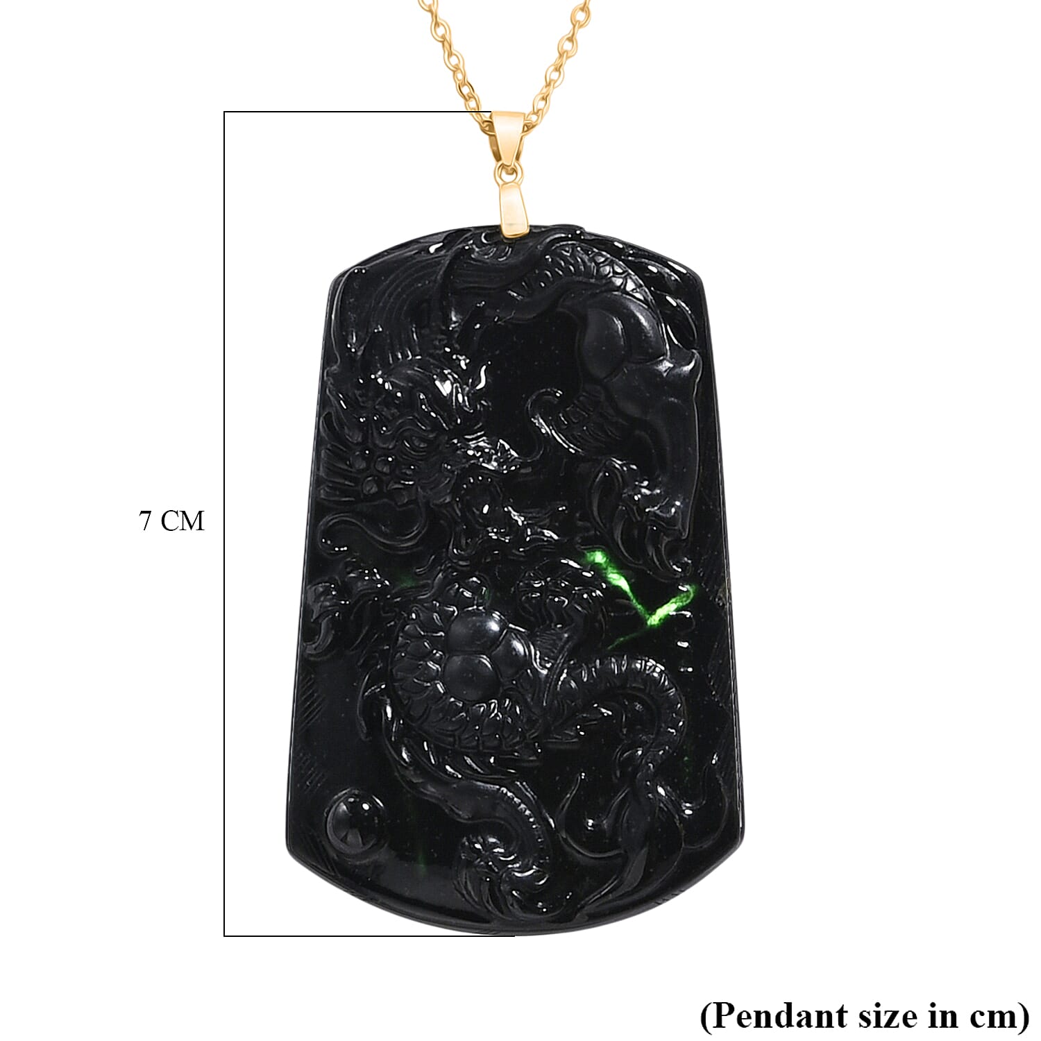 Black Jade Pendant with Chain (Size 20)  Sterling Silver  100.000  Ct.