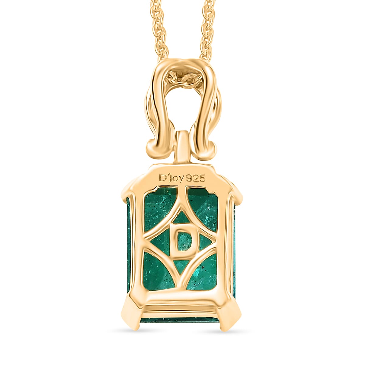 Emeraldine Triplet Quartz,  White Zircon Pendant with Torn Chain 19DC (Size 20)  Sterling Silver 0.26 ct  3.060  Ct.