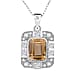 Citrine & White Zircon Pendant with Chain (Size 20) in Rhodium Overlay Sterling Silver 3.32 Ct.