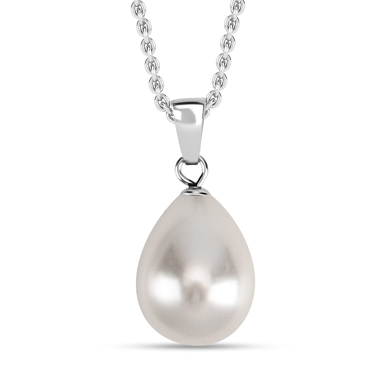 White Shell Pearl Pendant with Chain (Size 20)