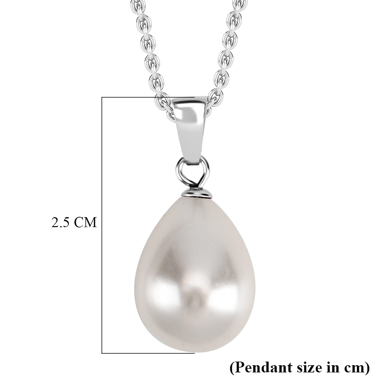 White Shell Pearl Pendant with Chain (Size 20)