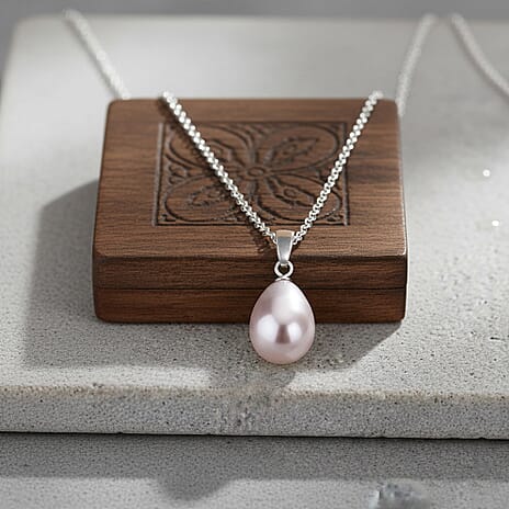 Pink Shell Pearl Pendant with Chain (Size 20)