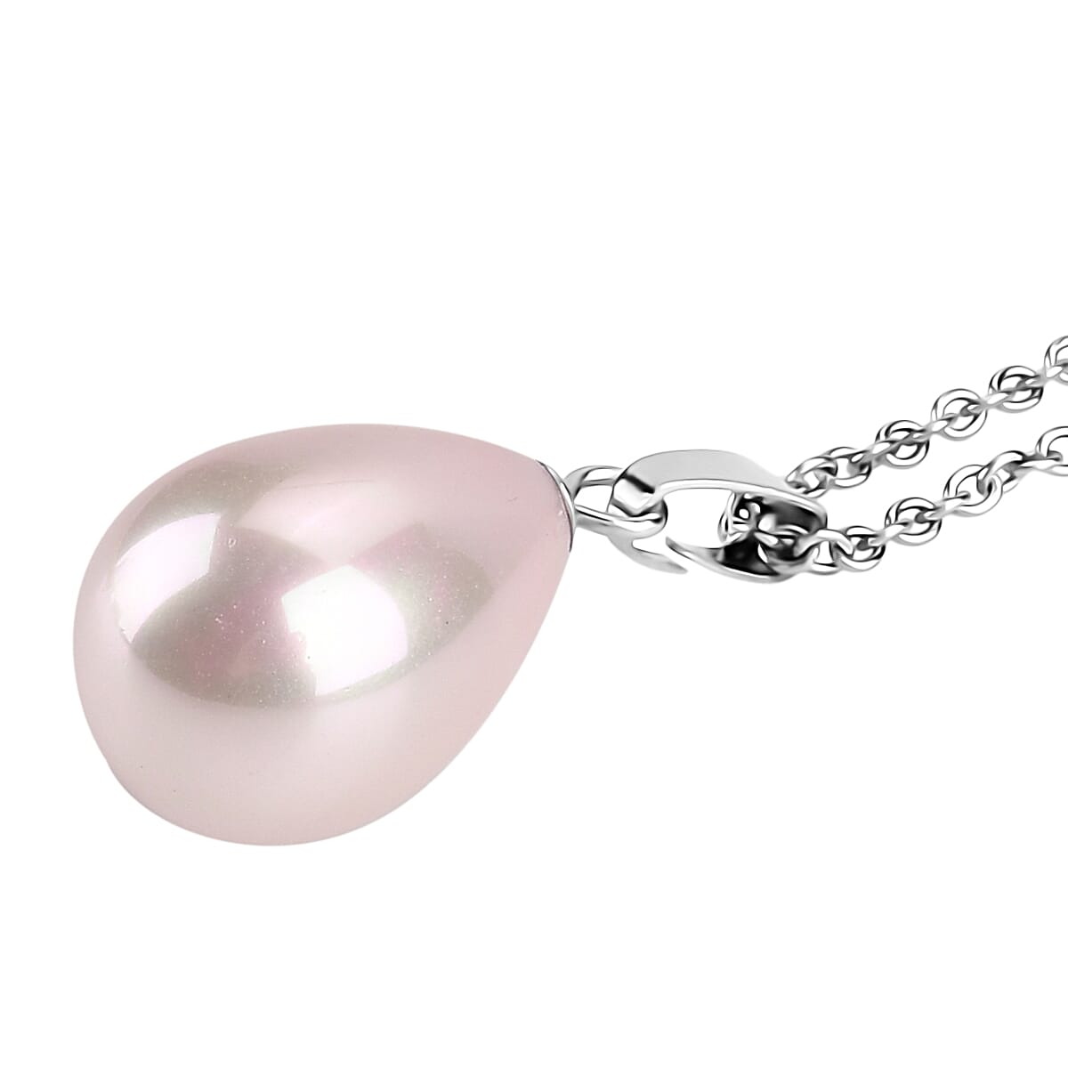 Pink Shell Pearl Pendant with Chain (Size 20) in Silver Tone 12.00 Ct.