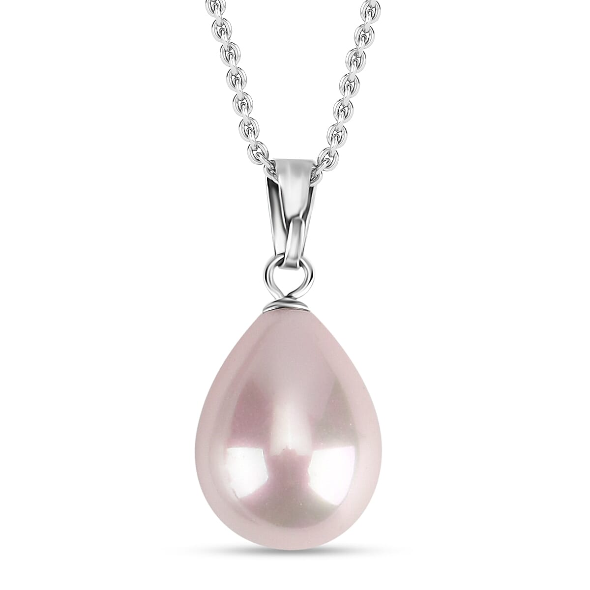 Pink Shell Pearl Pendant with Chain (Size 20) in Silver Tone 12.00 Ct.