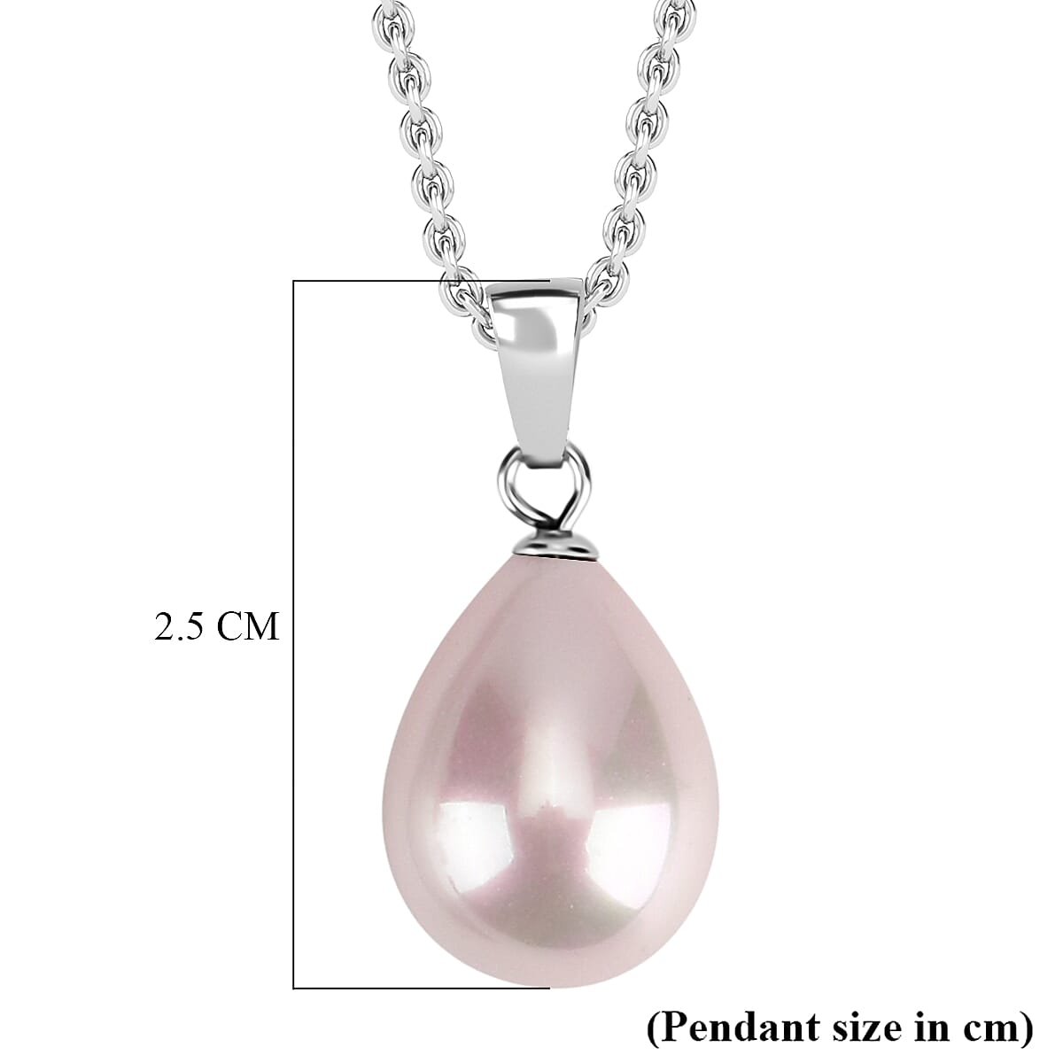 Pink Shell Pearl Pendant with Chain (Size 20) in Silver Tone 12.00 Ct.