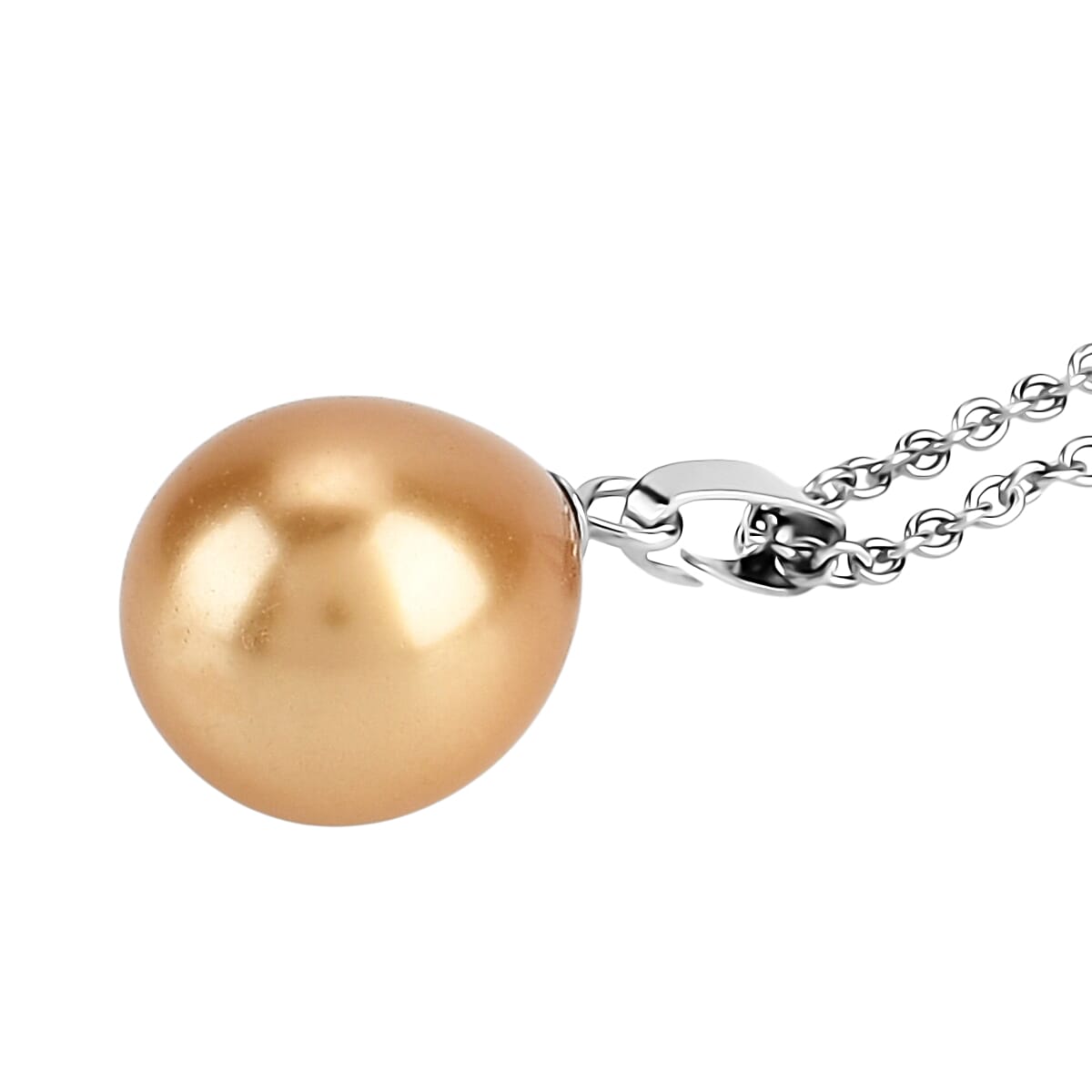Golden Shell Pearl Pendant with Chain (Size 20) in Silver Tone 12.00 Ct.