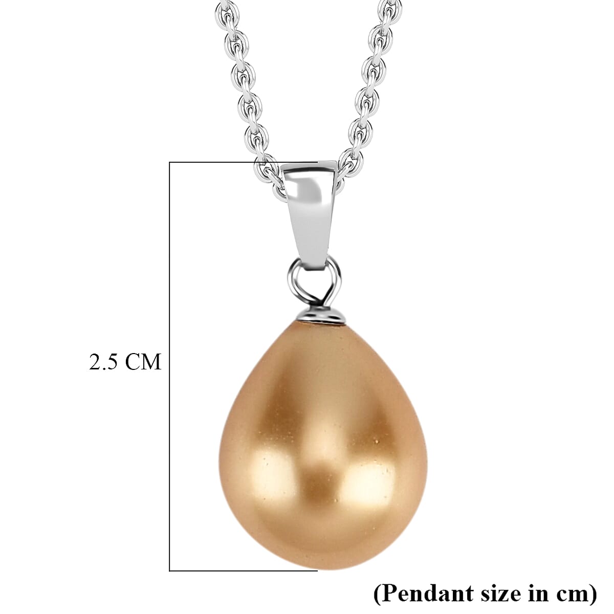 Golden Shell Pearl Pendant with Chain (Size 20) in Silver Tone 12.00 Ct.