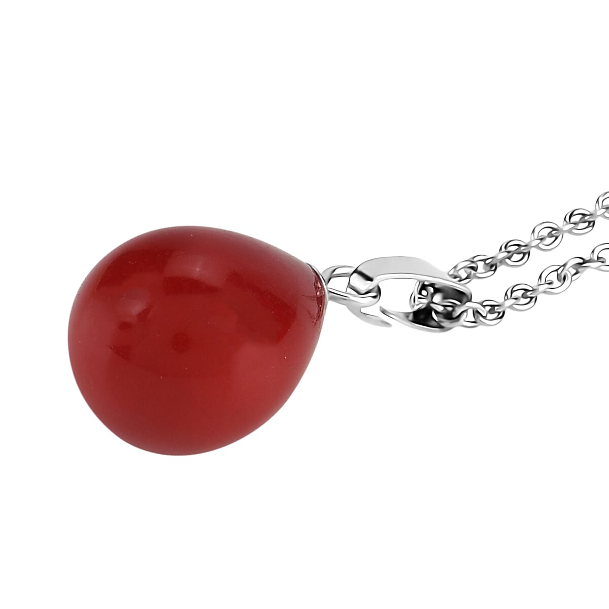 Red Shell Pearl Pendant with Chain (Size 20) in Silver Tone 12.00 Ct.