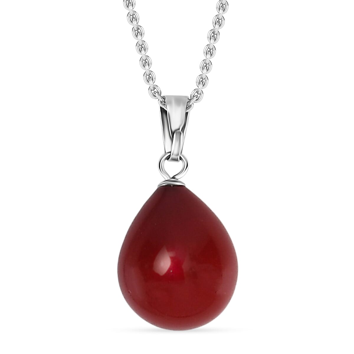Red Shell Pearl Pendant with Chain (Size 20) in Silver Tone 12.00 Ct.