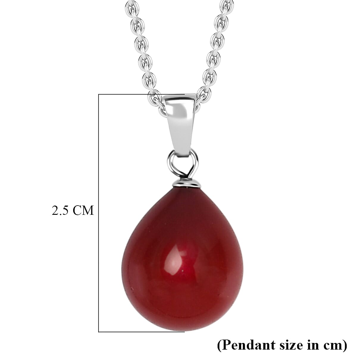 Red Shell Pearl Pendant with Chain (Size 20) in Silver Tone 12.00 Ct.