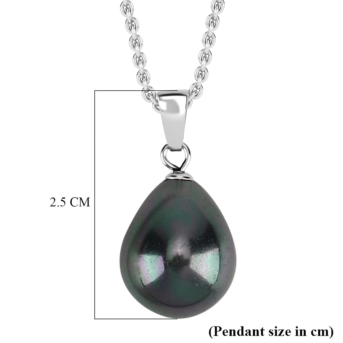 Tahitian Color Shell Pearl Pendant with Chain (Size 20) in Silver Tone 12.00 Ct.