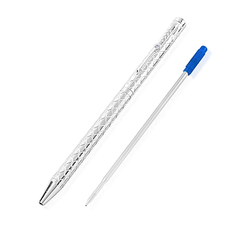 Silver Ball Pen with RFID Leather Wallet - Extra Refil