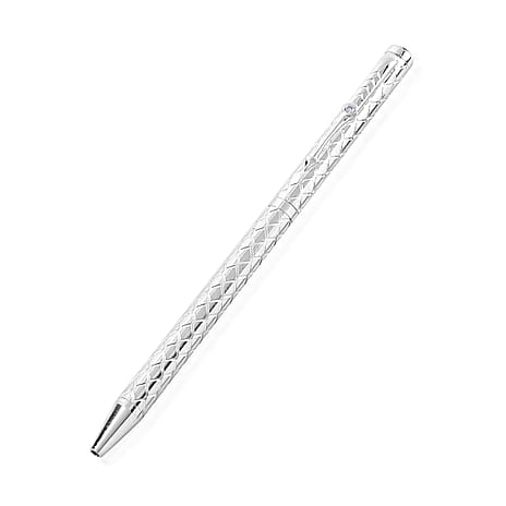 Silver Ball Pen with RFID Leather Wallet - Extra Refil
