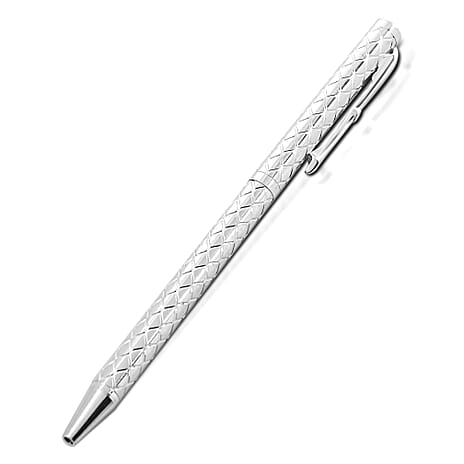 Silver Ball Pen with RFID Leather Wallet - Extra Refil