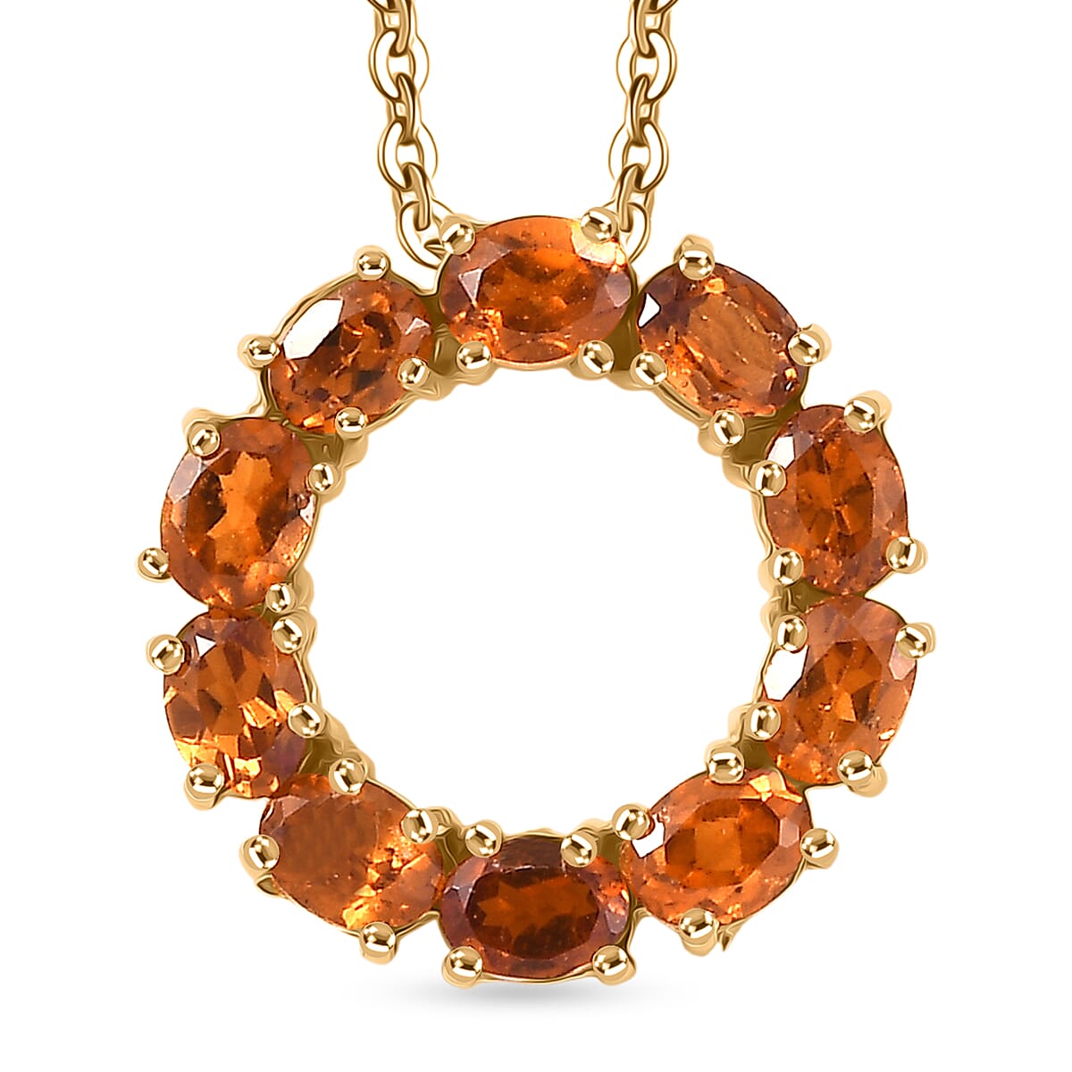 Hessonite Garnet Pendant with Torn Chain 19DC (Size 20) in 18K YG Plating Sterling Silver  2.100  Ct.