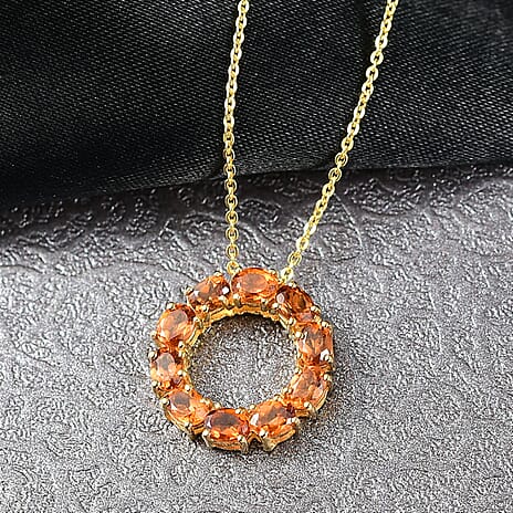 Hessonite Garnet Pendant with Torn Chain 19DC (Size 20) in 18K YG Plating Sterling Silver  2.100  Ct.