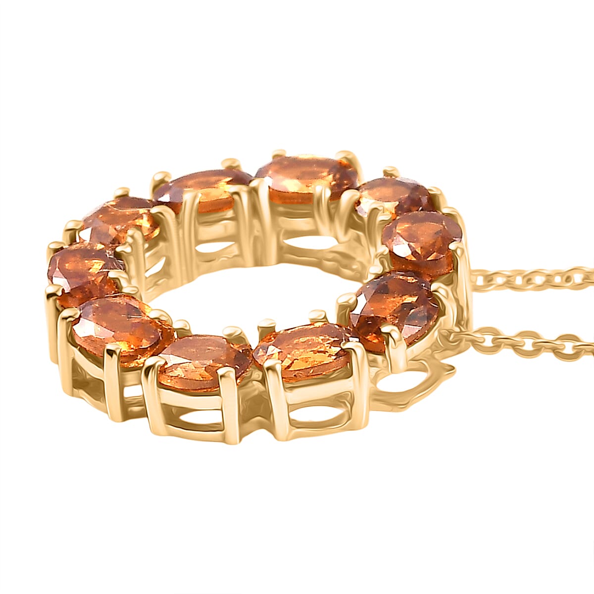 Hessonite Garnet Pendant with Torn Chain 19DC (Size 20) in 18K YG Plating Sterling Silver  2.100  Ct.