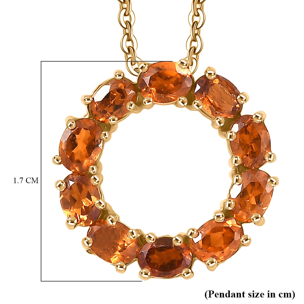 Hessonite Garnet Pendant with Torn Chain 19DC (Size 20) in 18K YG Plating Sterling Silver  2.100  Ct.