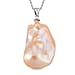 Peach Baroque Pearl Pendant with Chain (Size 20) in Rhodium Overlay Sterling Silver 30.00 Ct.