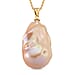 Peach Baroque Pearl Pendant with Chain (Size 20) in Rhodium Overlay Sterling Silver 30.00 Ct.