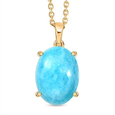 EverTrue Amazonite Oval Cut Solitaire Pendant with Chain (Size 20)  9.54 Ct.