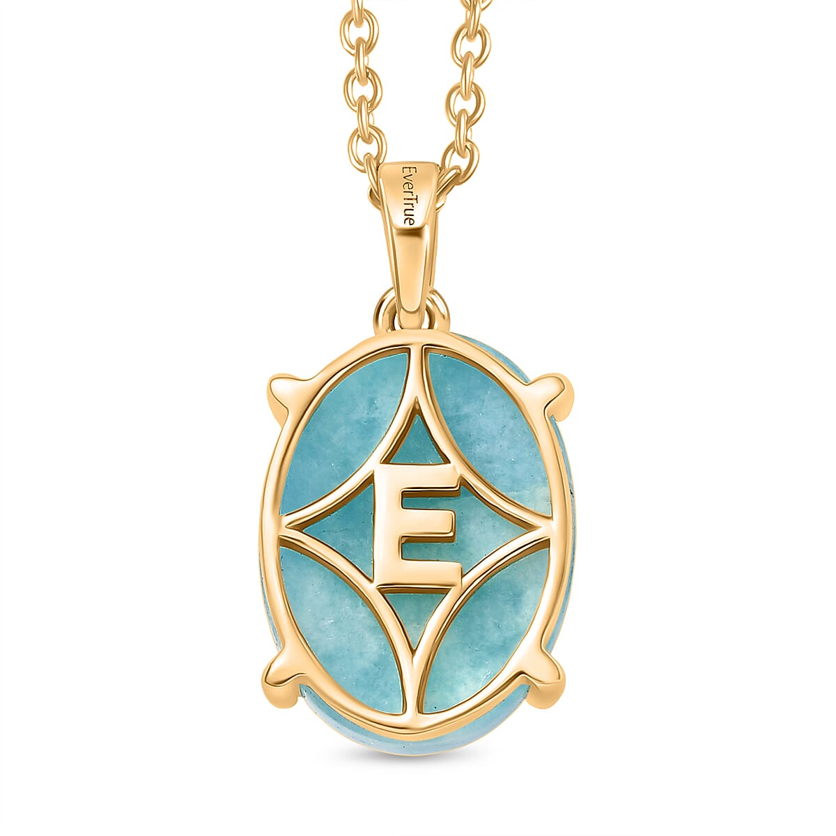 EverTrue Amazonite Oval Cut Solitaire Pendant with Chain (Size 20)  9.54 Ct.