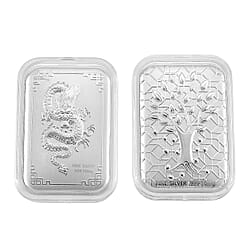Set of 2 - 999 Silver Dragon and Tree Embossed Collectables