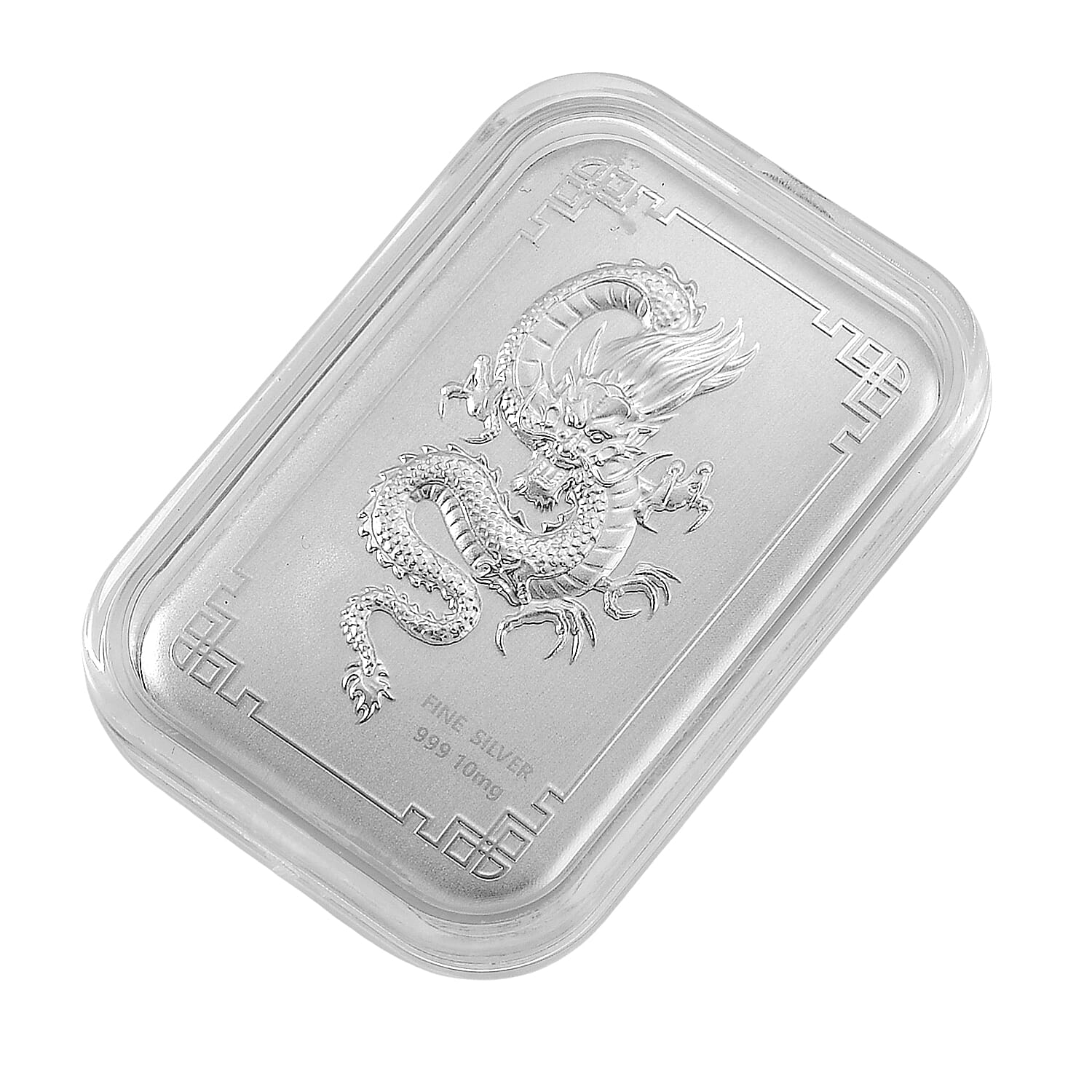 Embossed 999 Silver Dragon and Tree