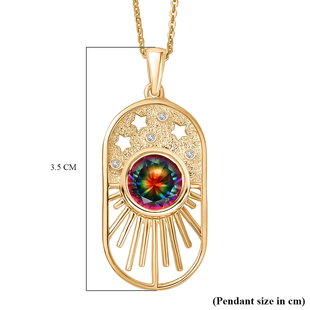 D'Joy Nebula Quartz Doublet & White Zircon Pendant with Chain (Size 20) in Yellow Gold Plated Sterling Silver 2.45 Ct.