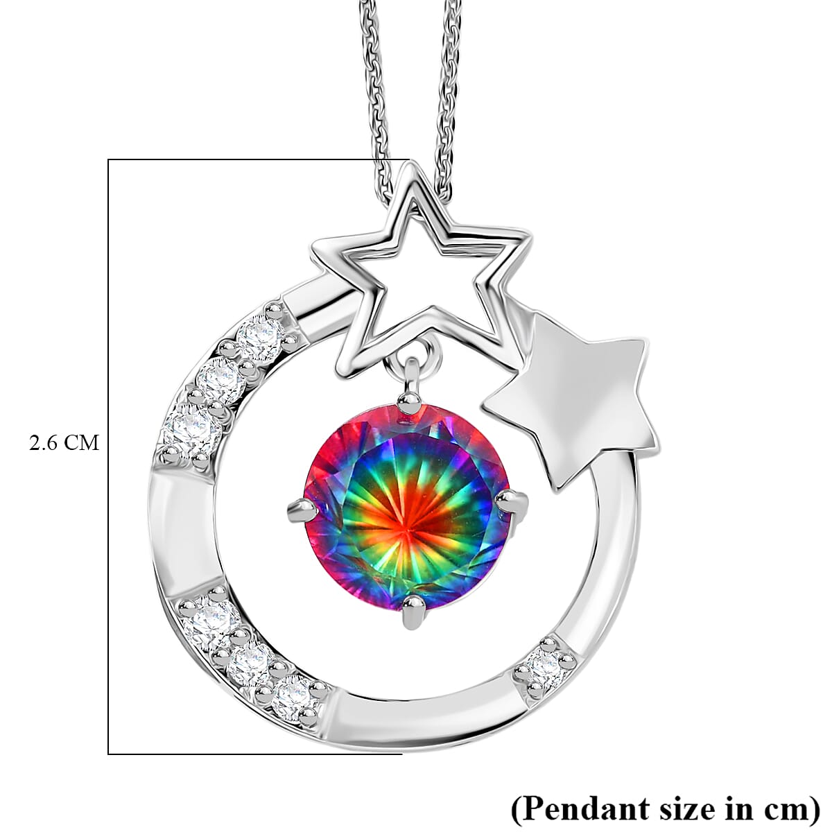 D'Joy Nebula Quartz Doublet & White Zircon Pendant with Chain (Size 20) in Platinum Overlay Sterling Silver 4.00 Ct.