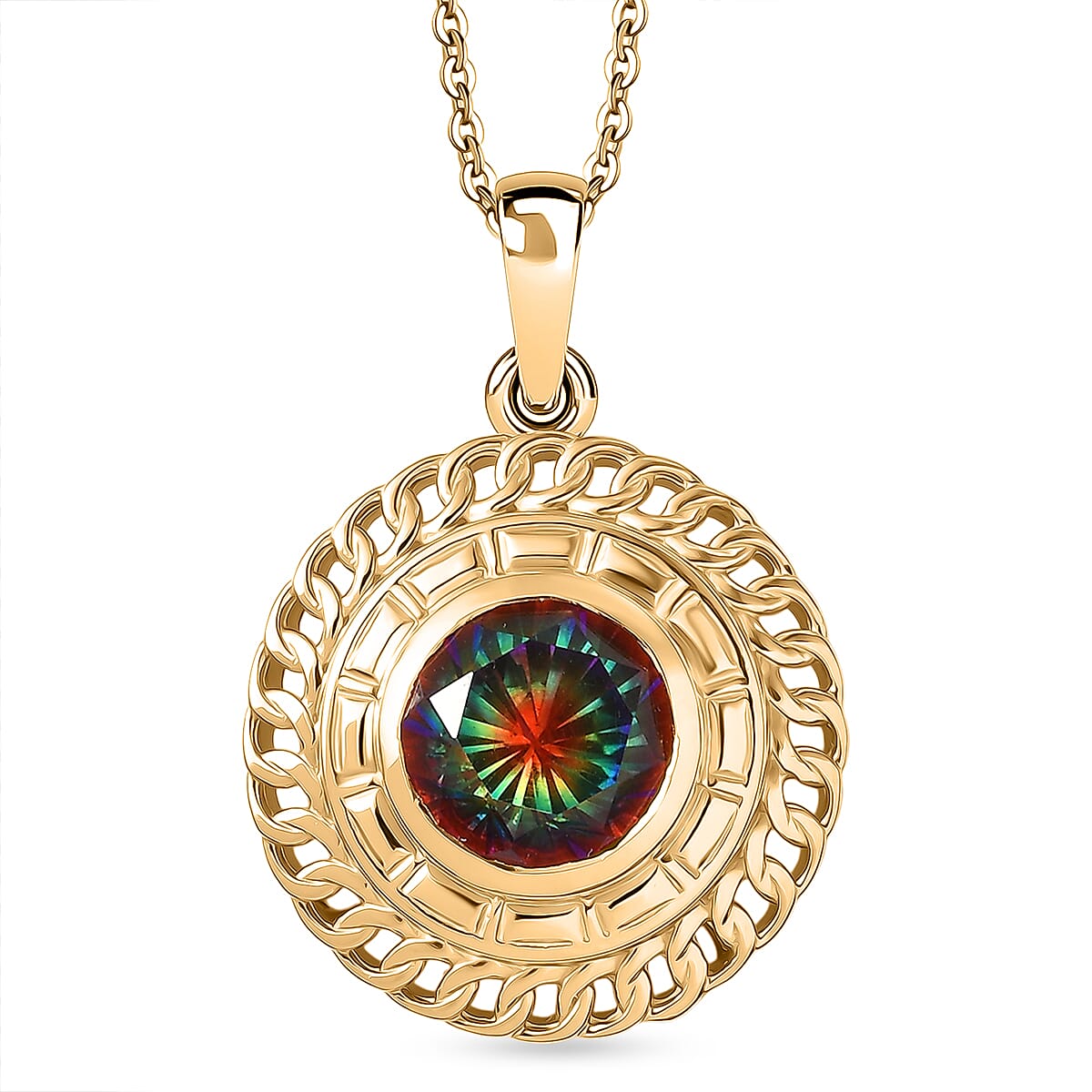 D'Joy Nebula Quartz Doublet Pendant with Chain (Size 20) in Yellow Gold Plated Sterling Silver 3.51 Ct.