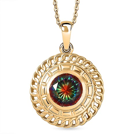 D'Joy Nebula Quartz Doublet Pendant with Chain (Size 20) in Yellow Gold Plated Sterling Silver 3.51 Ct.