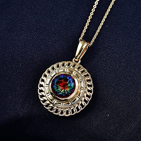 D'Joy Nebula Quartz Doublet Pendant with Chain (Size 20) in Yellow Gold Plated Sterling Silver 3.51 Ct.
