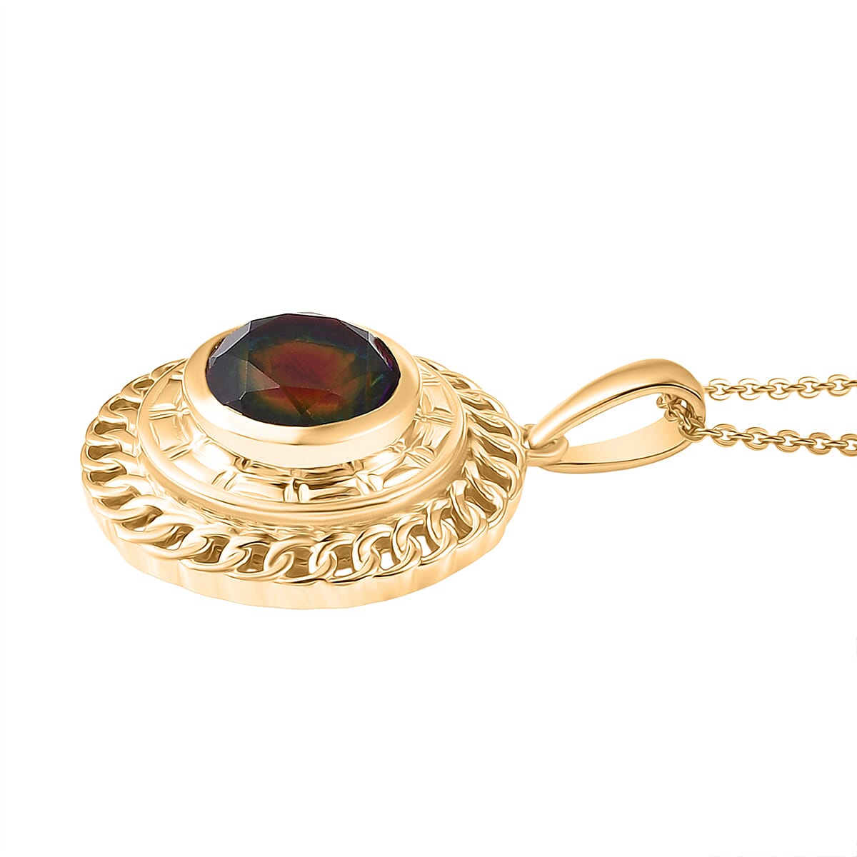 D'Joy Nebula Quartz Doublet Pendant with Chain (Size 20) in Yellow Gold Plated Sterling Silver 3.51 Ct.