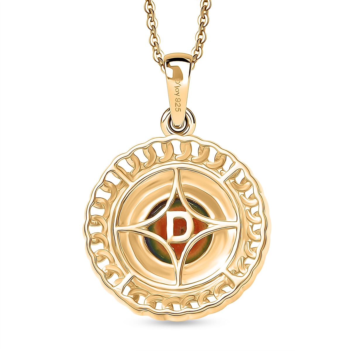 D'Joy Nebula Quartz Doublet Pendant with Chain (Size 20) in Yellow Gold Plated Sterling Silver 3.51 Ct.