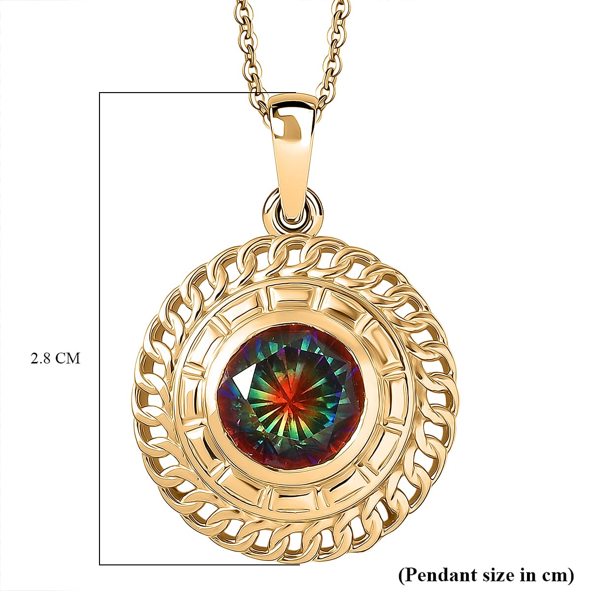 D'Joy Nebula Quartz Doublet Pendant with Chain (Size 20) in Yellow Gold Plated Sterling Silver 3.51 Ct.