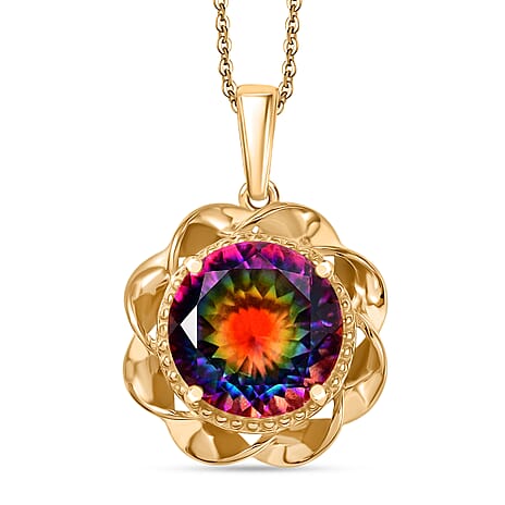 D'Joy Nebula Quartz Doublet Pendant with Chain (Size 20) in Yellow Gold Plated Sterling Silver 7.29 Ct.
