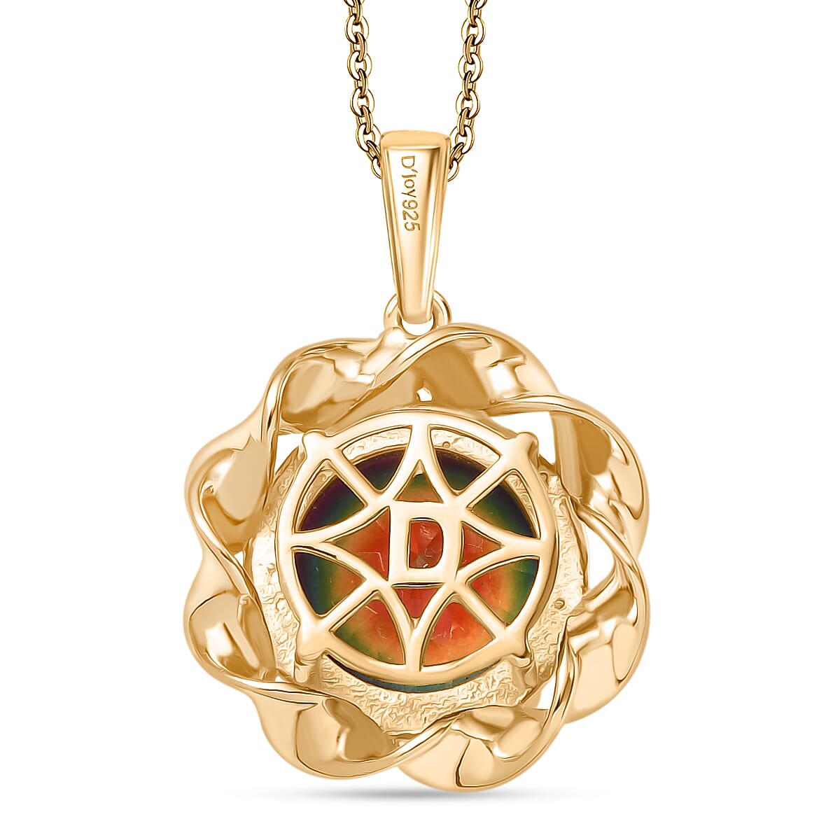 D'Joy Nebula Quartz Doublet Pendant with Chain (Size 20) in Yellow Gold Plated Sterling Silver 7.29 Ct.