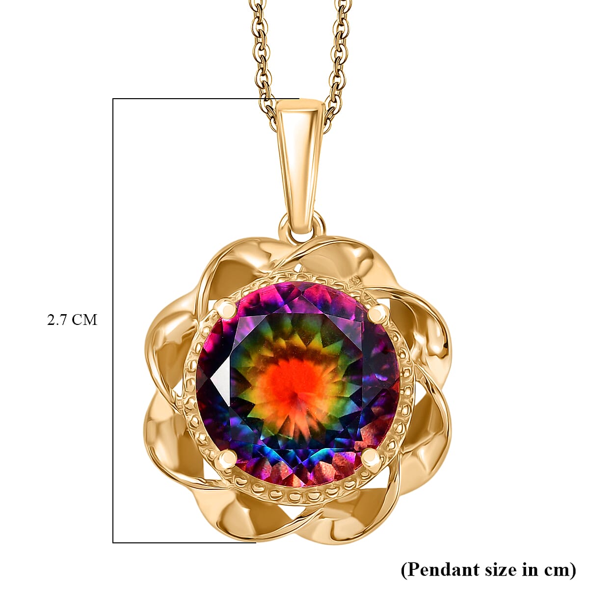 D'Joy Nebula Quartz Doublet Pendant with Chain (Size 20) in Yellow Gold Plated Sterling Silver 7.29 Ct.