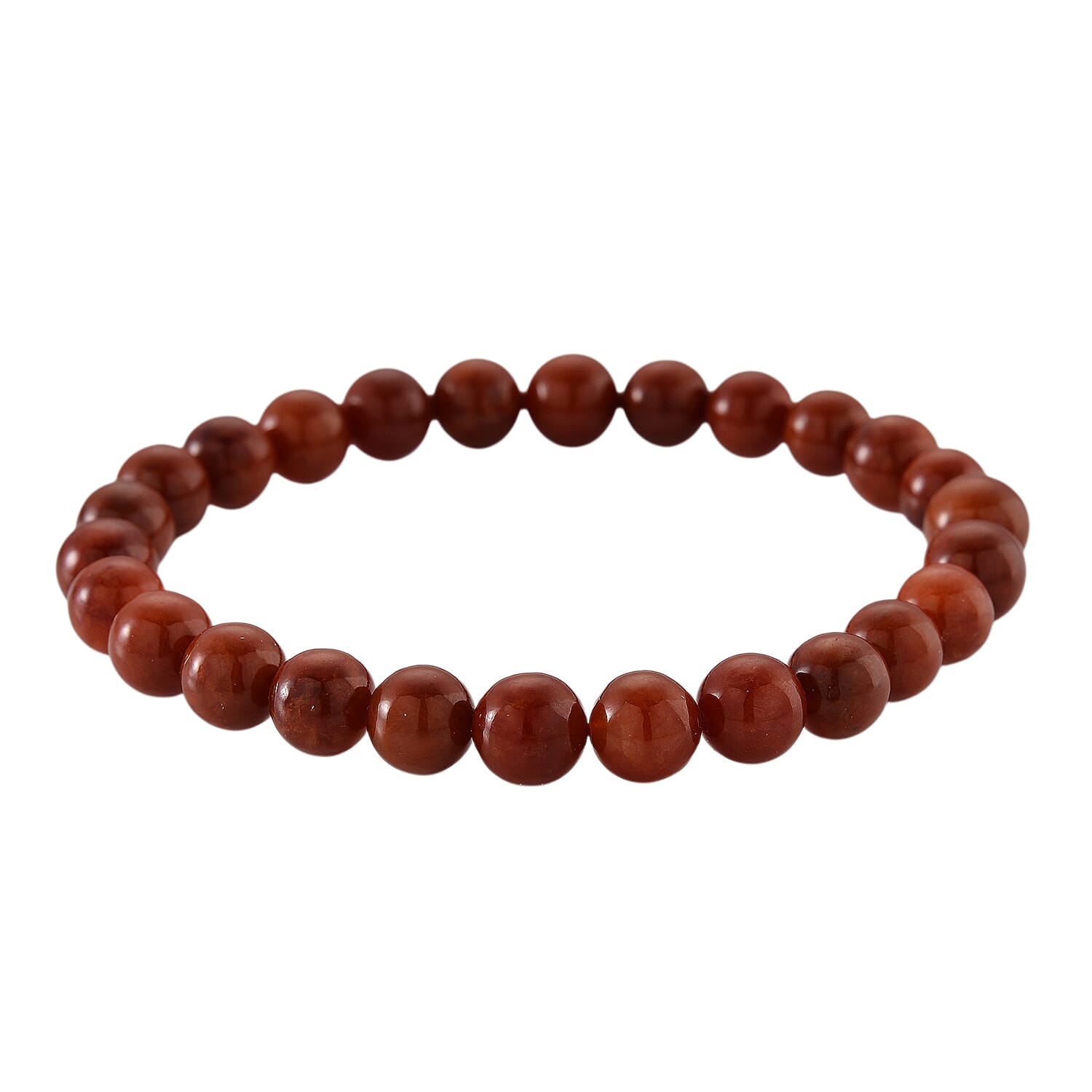 2 Piece Set - Red Jade & White Glass Stone Bracelet (Size 7.5) & Red Pen in Yellow Gold Plated 301.00 Ct.