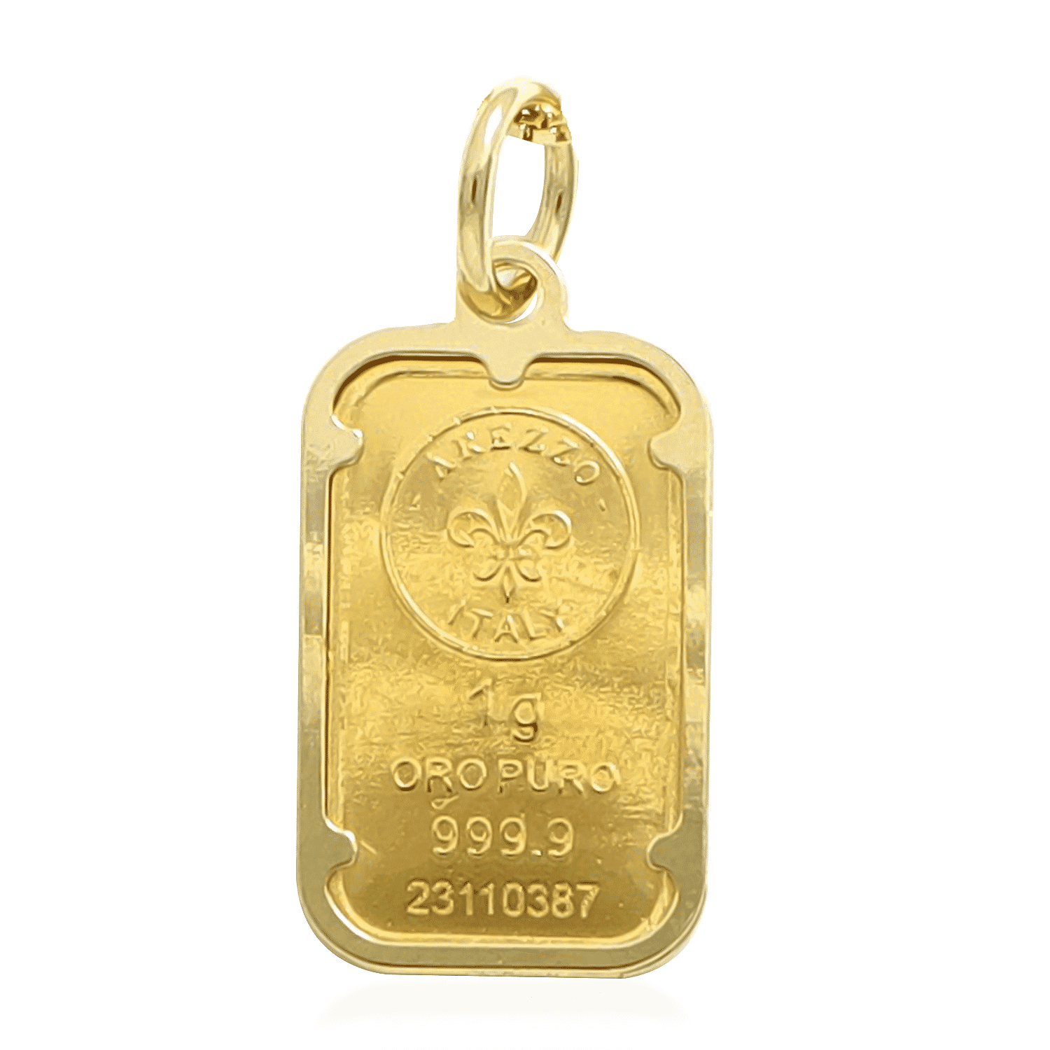 Maestro Collection - 24K Yellow Gold Ingot with 9K Gold Frame Bar Pendant