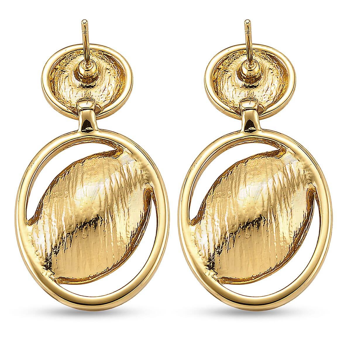 Set of 2 - Blue Crystal Dangling Earring with Push Back in Yellow Gold Tone