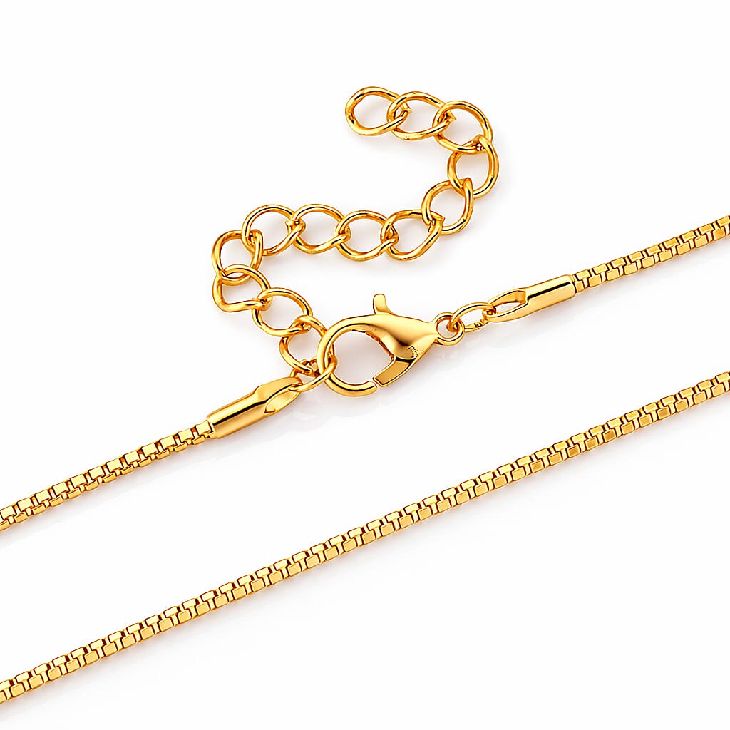 Set of 2 - Blue Crystal Necklace (Size - 20-2 Ext) & Earring with Push Back in Yellow Gold Tone