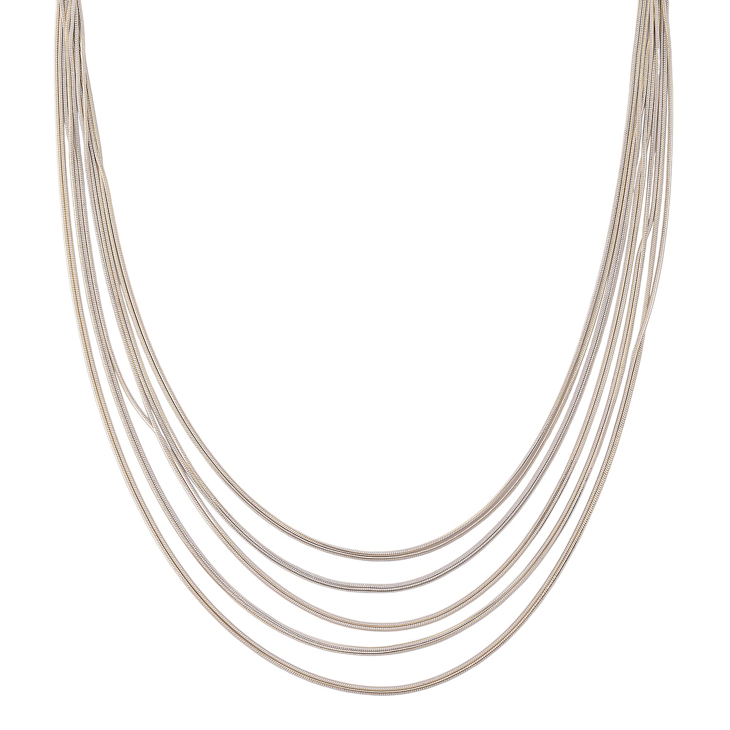 Set of 2 - Silver-Plated Twisted Strand Bracelet (Size - 7-2 Ext) & Necklace (18-2 Ext) with Gold Plated Clasp