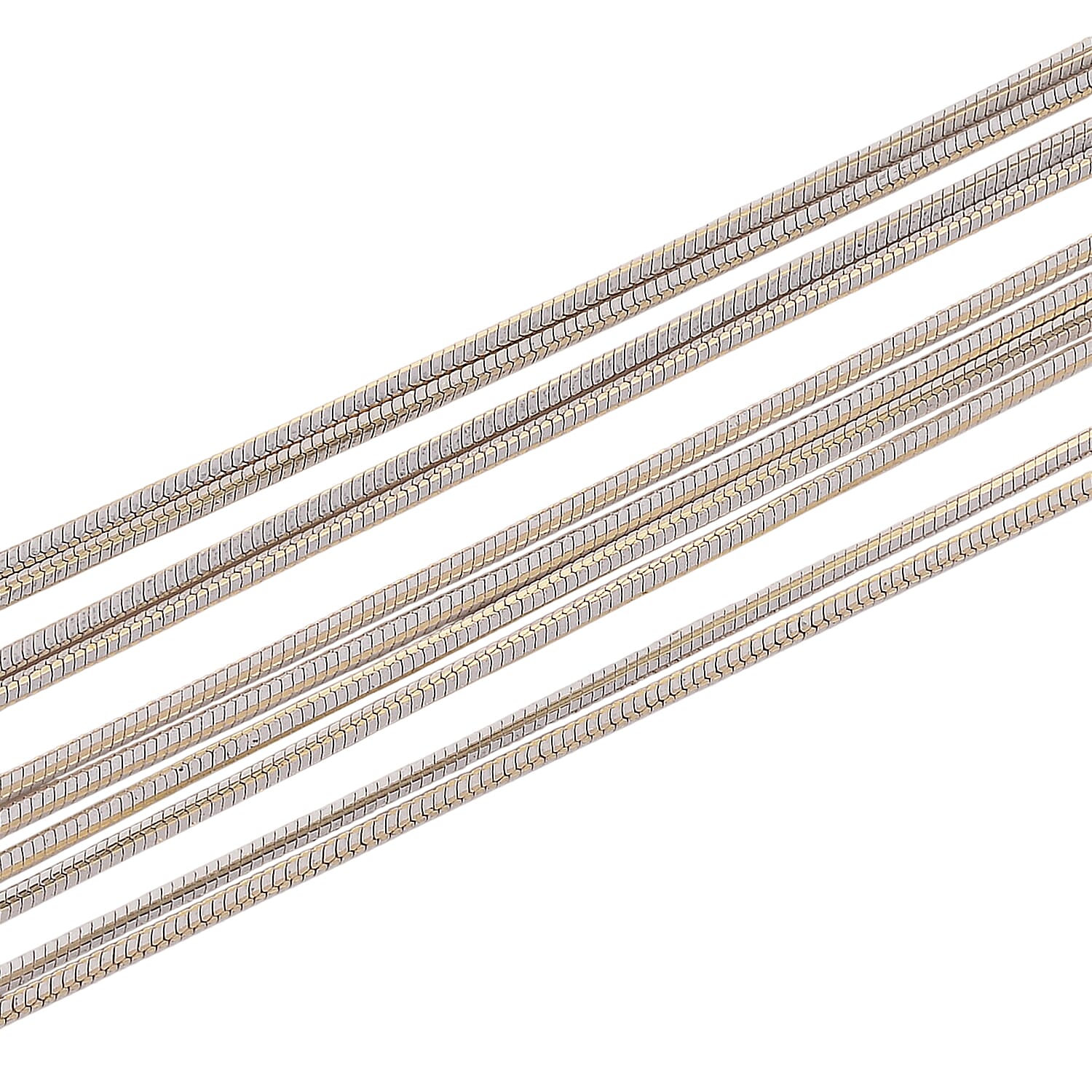 Set of 2 - Silver-Plated Twisted Strand Bracelet (Size - 7-2 Ext) & Necklace (18-2 Ext) with Gold Plated Clasp