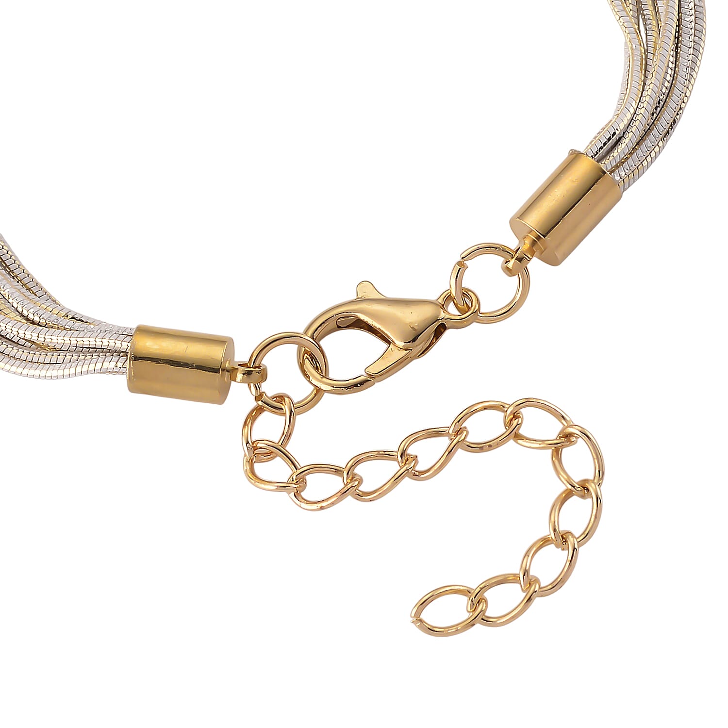 Set of 2 - Silver-Plated Twisted Strand Bracelet (Size - 7-2 Ext) & Necklace (18-2 Ext) with Gold Plated Clasp