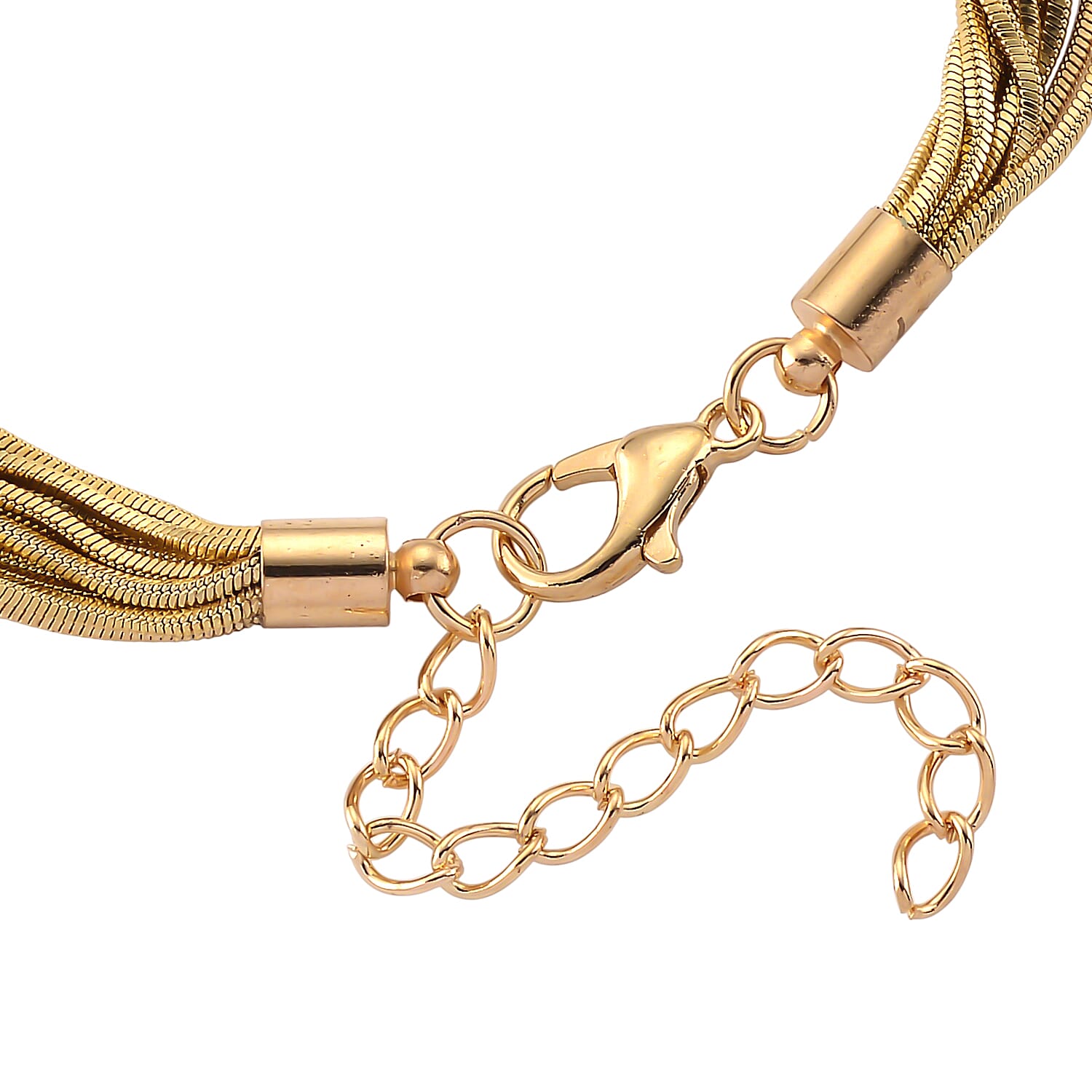 Set of 2 - Twisted Strand Bracelet (Size - 7-2 Ext) & Necklace (18-2 Ext) in Yellow Gold Tone