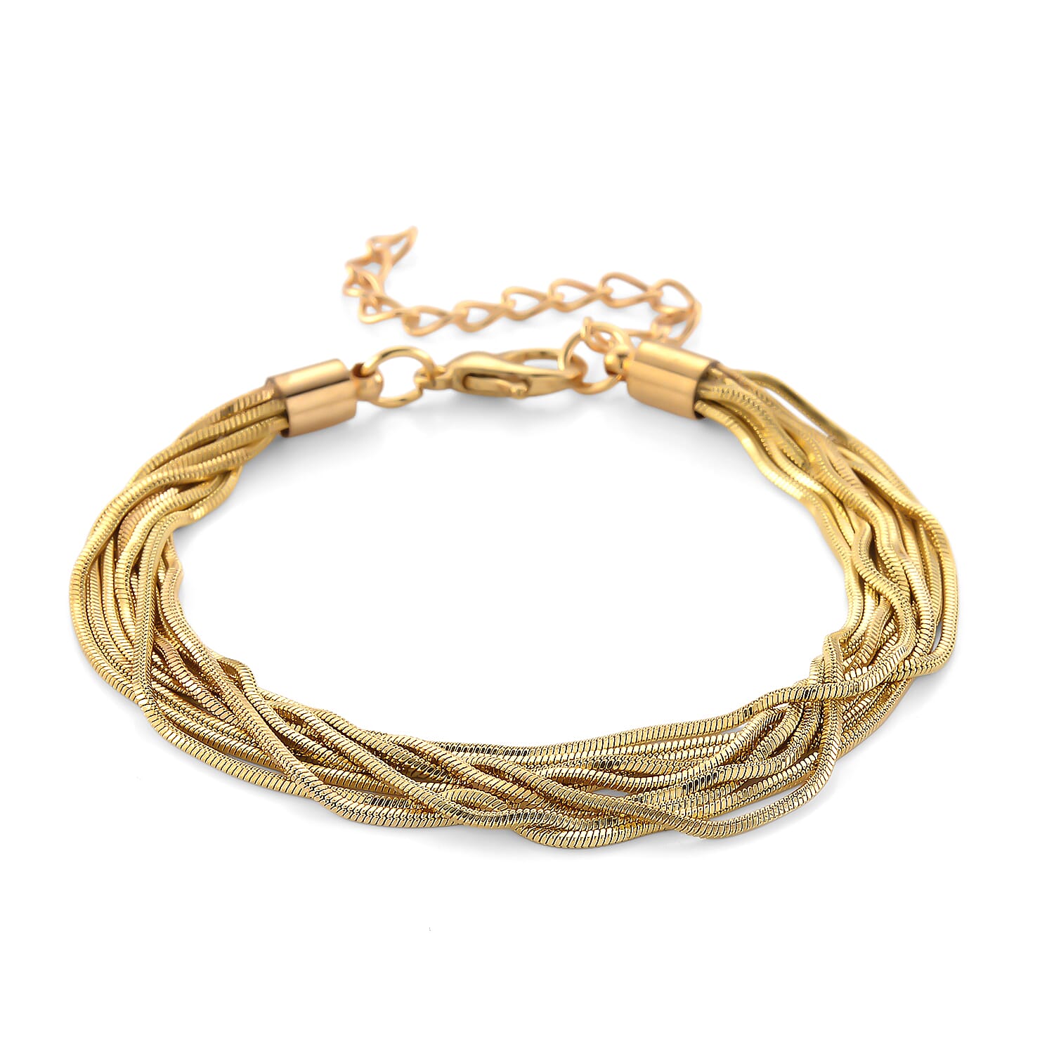 Set of 2 - Twisted Strand Bracelet (Size - 7-2 Ext) & Necklace (18-2 Ext) in Yellow Gold Tone