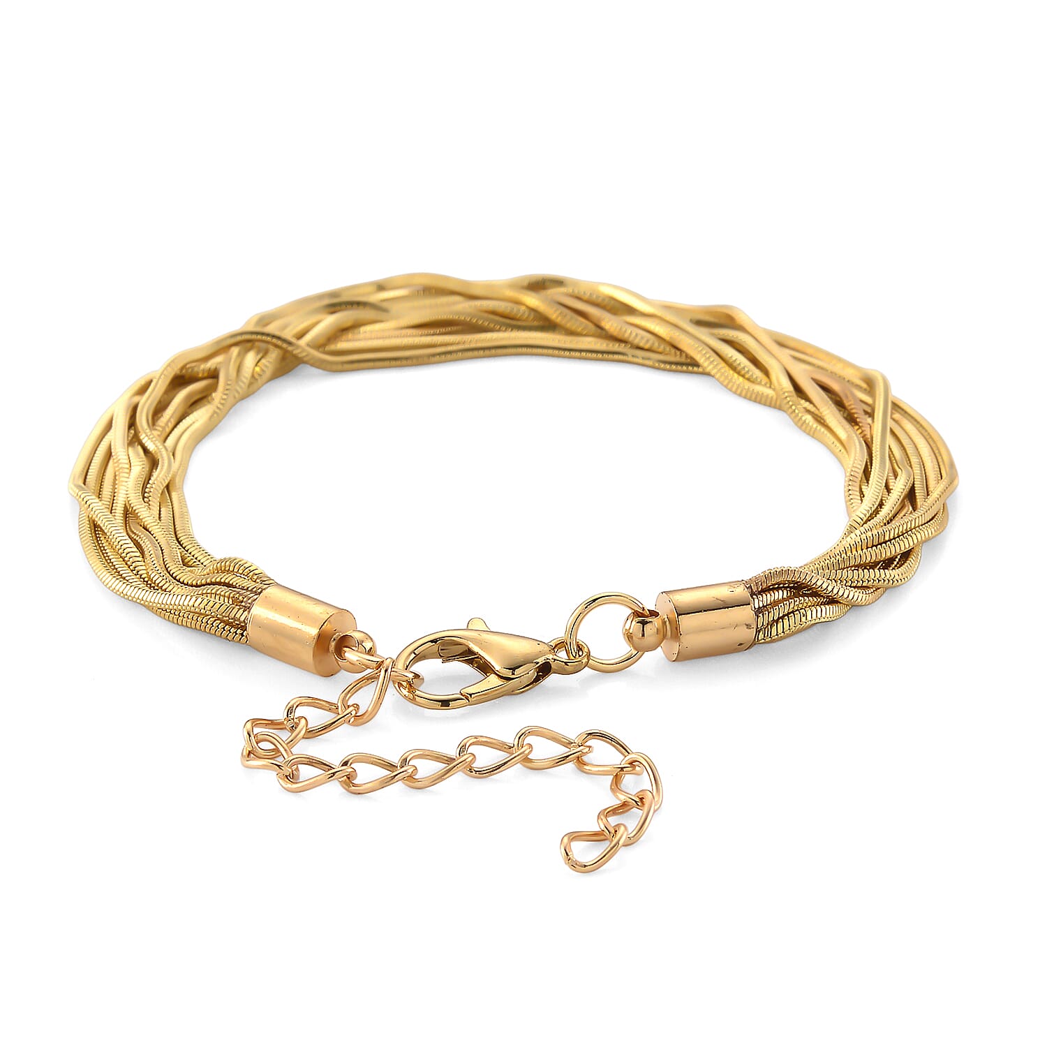 Set of 2 - Twisted Strand Bracelet (Size - 7-2 Ext) & Necklace (18-2 Ext) in Yellow Gold Tone